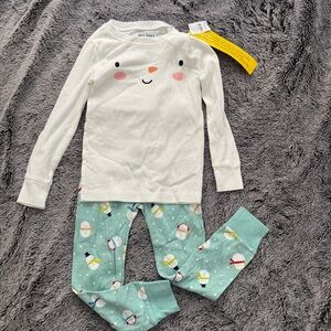 Kids Pajama Set - White and Green Snowman Design Old Navy